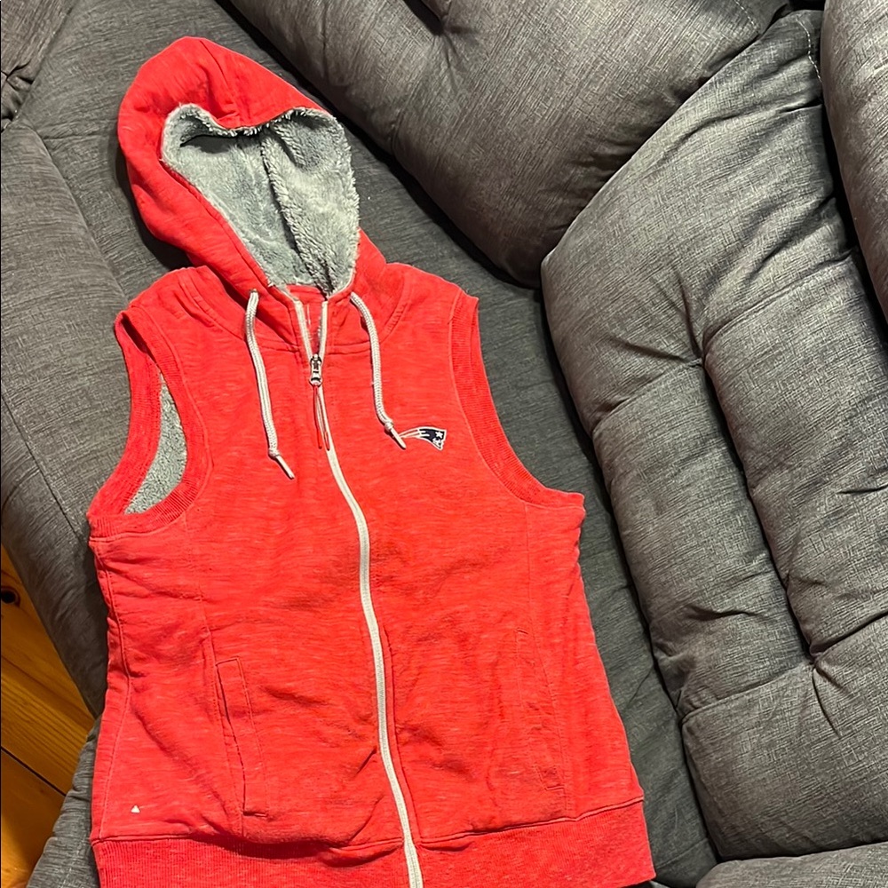 Red patriots Sleeveless Hoodie Vest with Logo